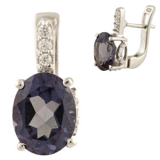 Серебряные серьги с аметистом 3.592ct