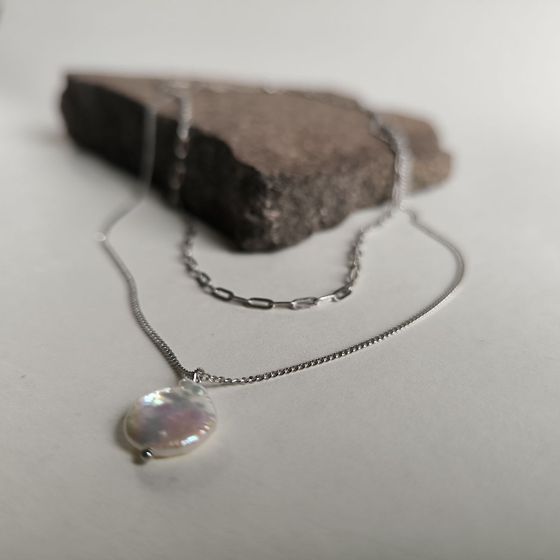 Серебряное колье с жемчугом барочным Серебряное колье с жемчугом барочным