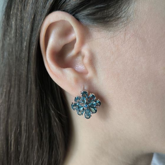 Серебряные серьги с топазом Лондон Блю, топазом