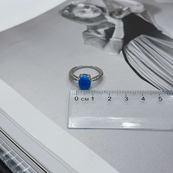 Серебряное кольцо с опалом 1.178ct, фианитами