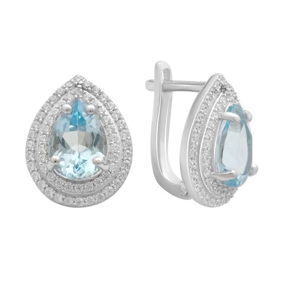 Серебряные серьги с топазом 5.607ct, фианитами