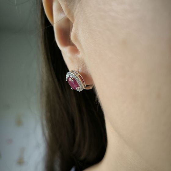 Серебряные серьги с рубином 6.574ct