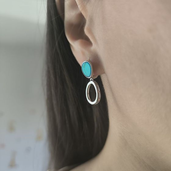 Серебряные серьги с бирюзой Серебряные серьги с бирюзой
