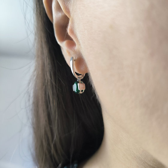 Серебряные серьги с изумрудом nano 1.9ct