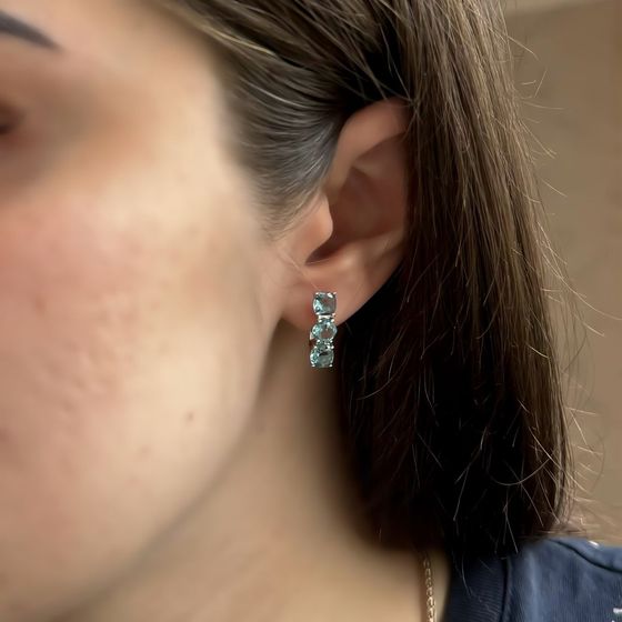 Серебряные серьги с топазом Лондон Блю 2.957ct