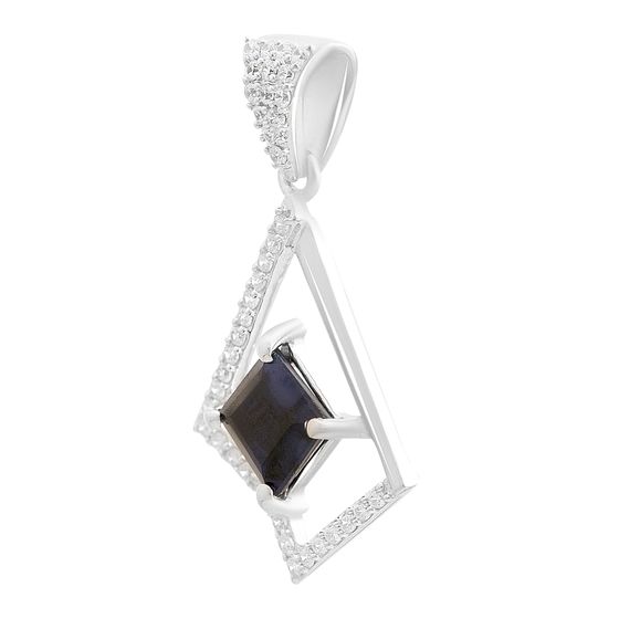 Серебряная подвеска с сапфиром 1.859ct, фианитами