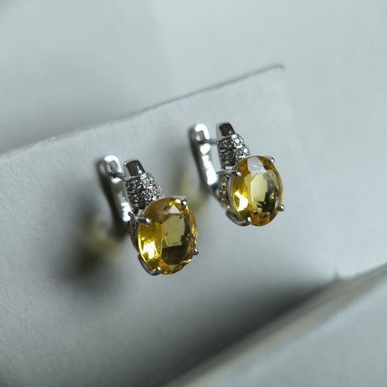 Серебряные серьги с цитрином nano 8.005ct