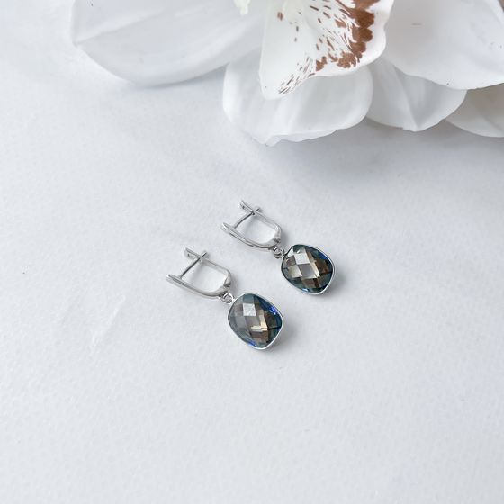 Серебряные серьги с мистик топазом 7.363ct