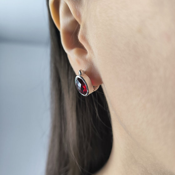 Серебряные серьги с гранатом nano 4.33ct