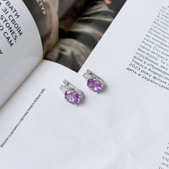 Серебряные серьги с александритом 6.761ct