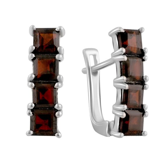 Серебряные серьги с гранатом 3.719ct