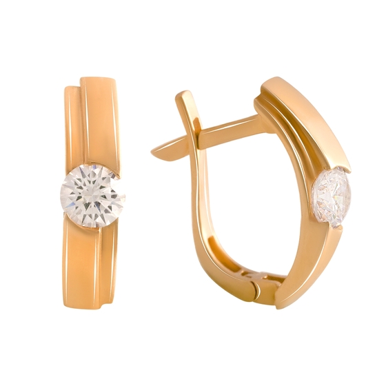Золотые серьги с фианитами 0.4ct