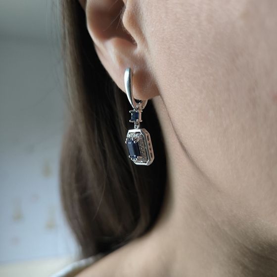 Серебряные серьги с сапфиром 2.922ct