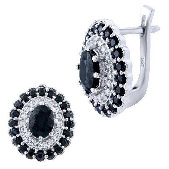 Серебряные серьги с сапфиром 6.318ct