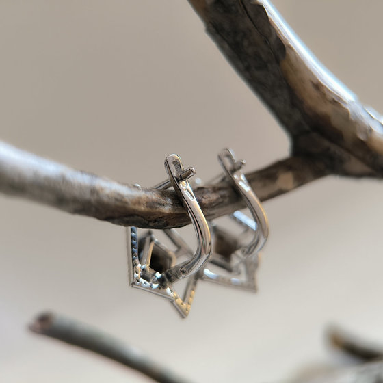 Серебряные серьги с раухтопазом (дымчатым кварцем) 2.694ct, фианитами