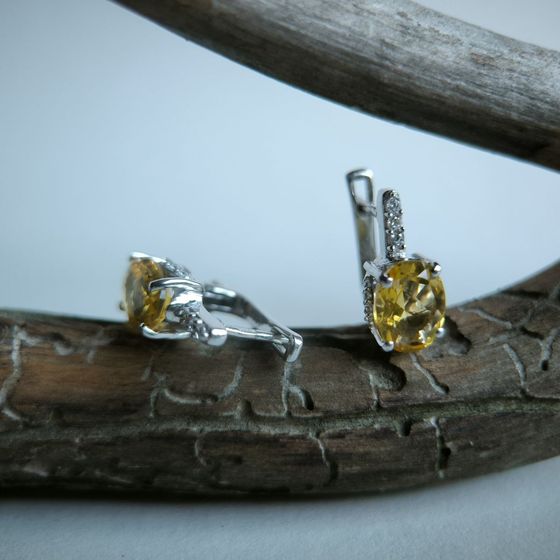 Серебряные серьги с цитрином nano 3.718ct