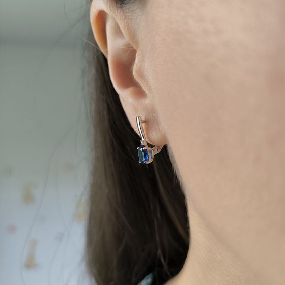 Серебряные серьги с сапфиром nano 1.163ct