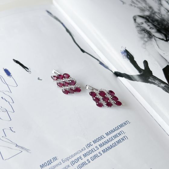 Серебряные серьги с рубином 7.101ct