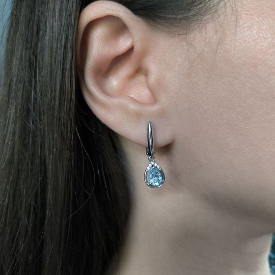 Серебряные серьги с топазом 1.873ct