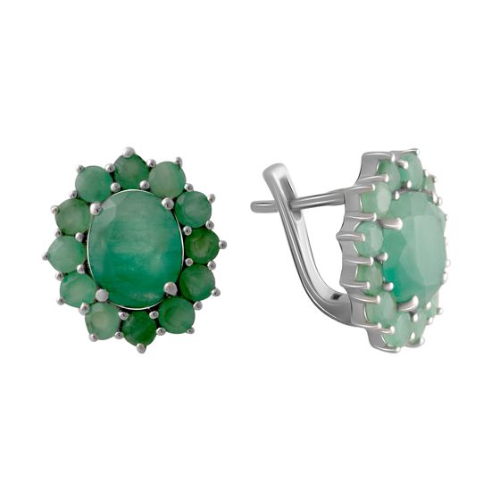 Серебряные серьги с изумрудом 7.693ct