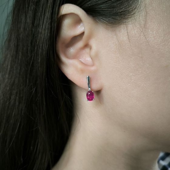 Серебряные серьги с рубином 2.097ct