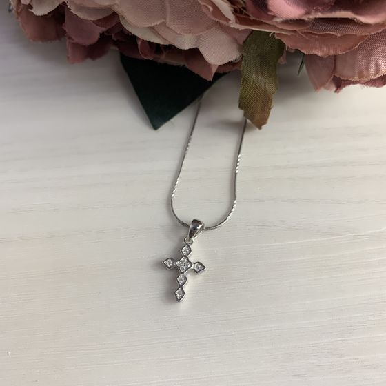 Серебряный крестик с фианитами