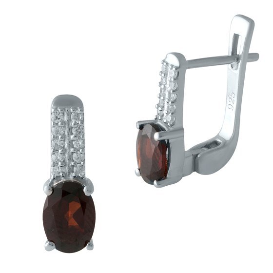 Серебряные серьги с гранатом 2.1ct