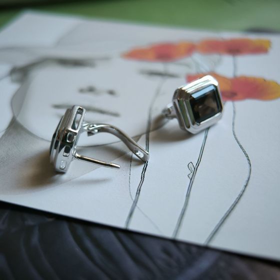 Серебряные серьги с раухтопазом (дымчатым кварцем) 5.658ct