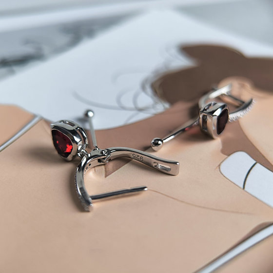 Серебряные серьги с гранатом nano 1.61ct