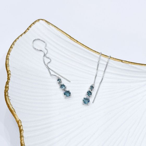 Серебряные серьги с топазом Лондон Блю 1.333ct