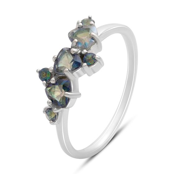 Серебряное кольцо с мистик топазом 0.77ct, фианитами