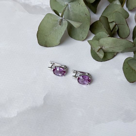 Серебряные серьги с александритом