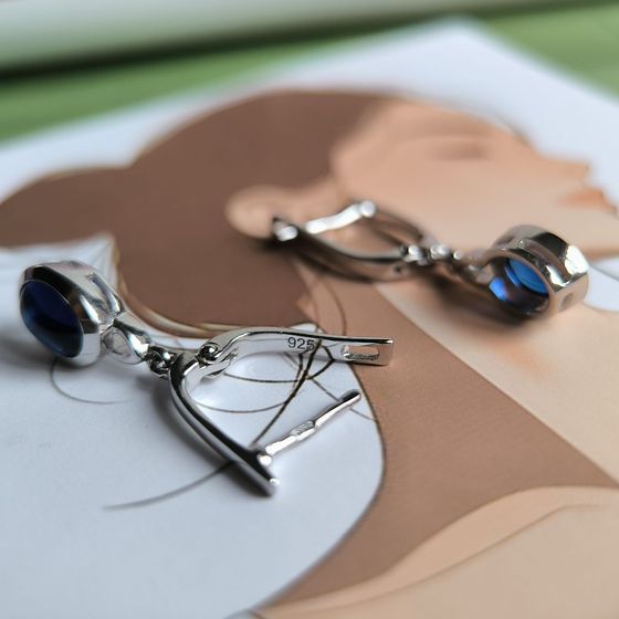 Серебряные серьги с сапфиром nano 2.113ct