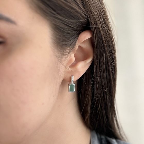 Серебряные серьги с изумрудом 2.13ct