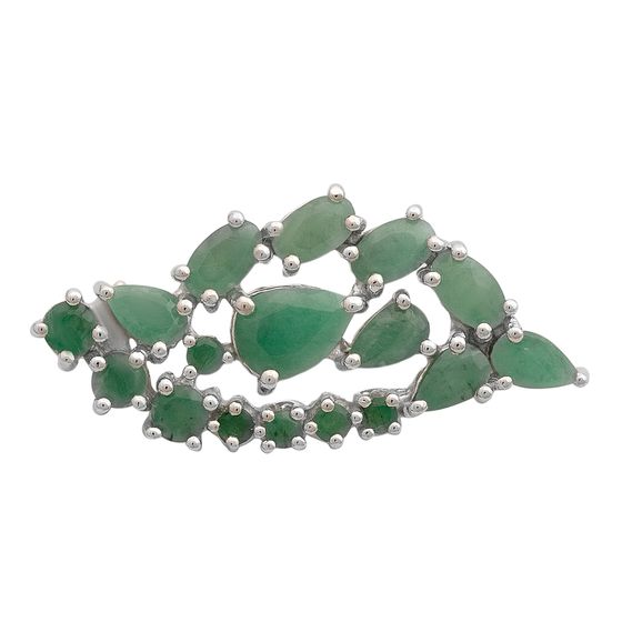 Серебряная брошка с изумрудом 2.837ct