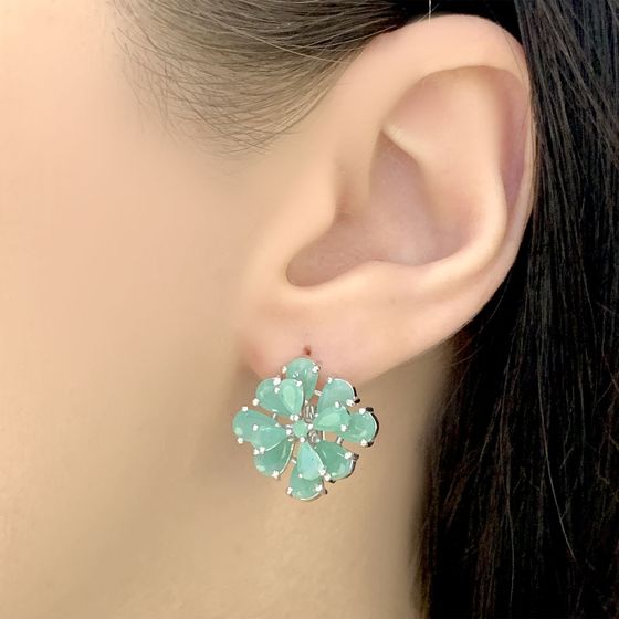 Серебряные серьги с изумрудом 3.901ct