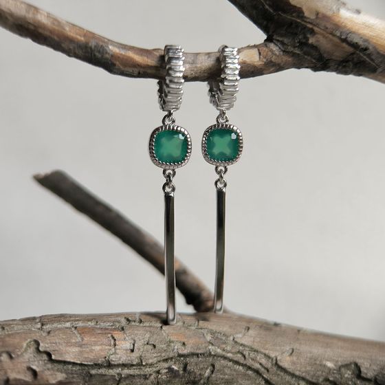 Серебряные серьги с агатом 1.55ct