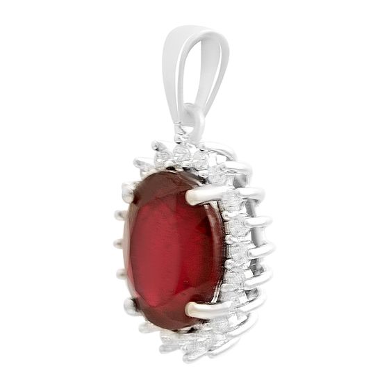 Серебряная подвеска с рубином 3.92ct, фианитами