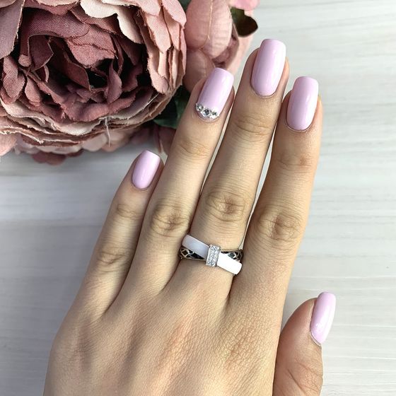 Серебряное кольцо с керамикой, емаллю