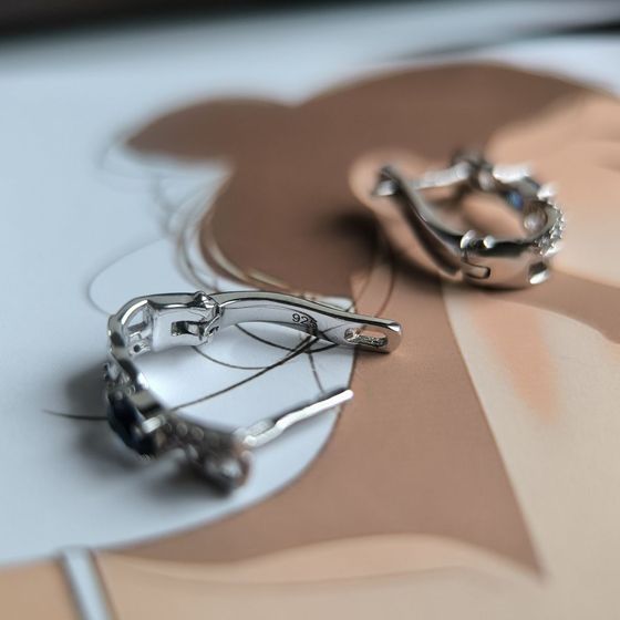 Серебряные серьги с сапфиром nano 0.638ct