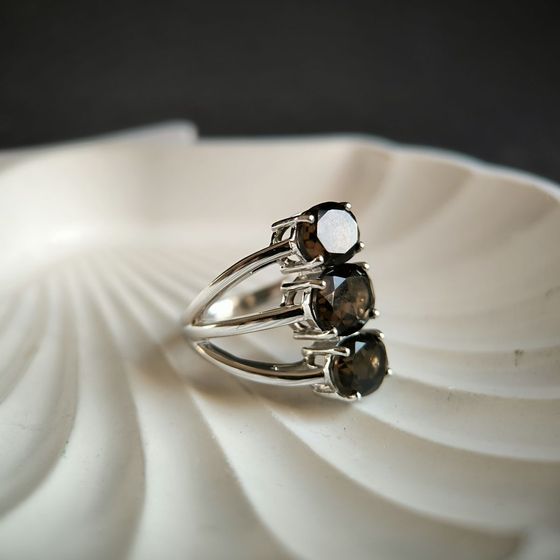 Серебряное кольцо с раухтопазом (дымчатым кварцем) 5.433ct