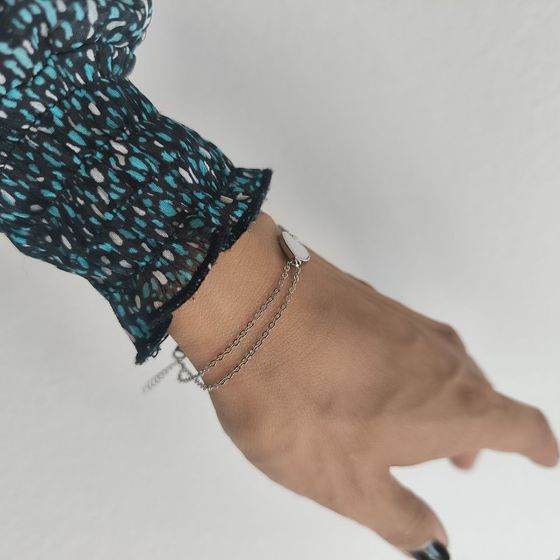 Серебряный браслет с перламутром