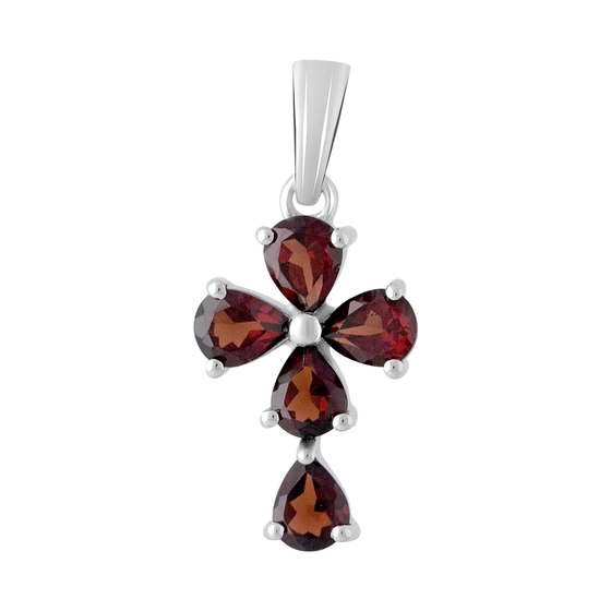 Серебряный крестик с гранатом 2.005ct