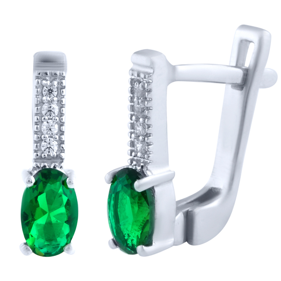 Серебряные серьги с изумрудом nano 0.763ct