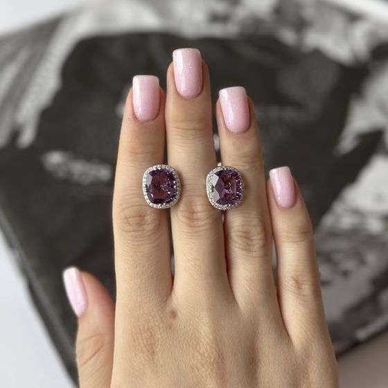 Серебряные серьги с аметистом 10.782ct