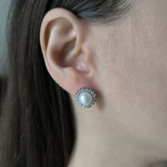 Серебряные серьги с жемчугом