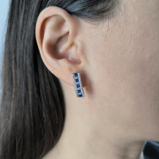 Серебряные серьги с сапфиром nano 1.187ct