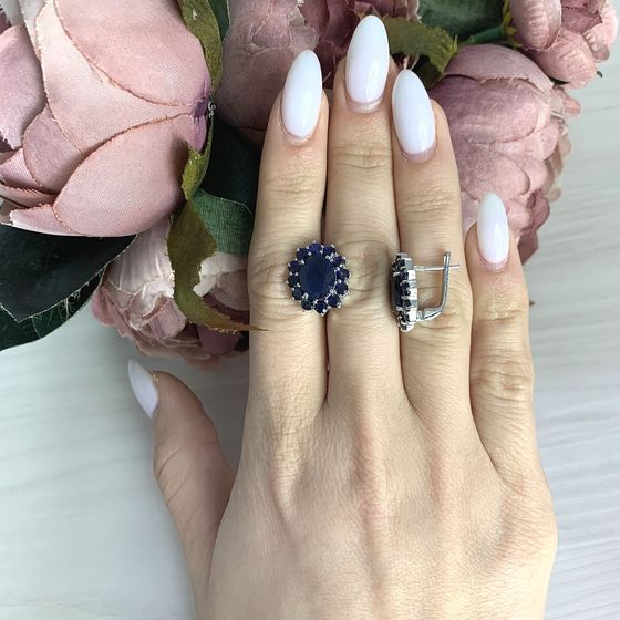 Серебряные серьги с сапфиром 11.277ct