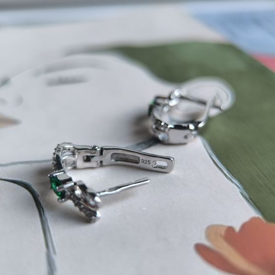 Серебряные серьги с изумрудом nano 0.638ct