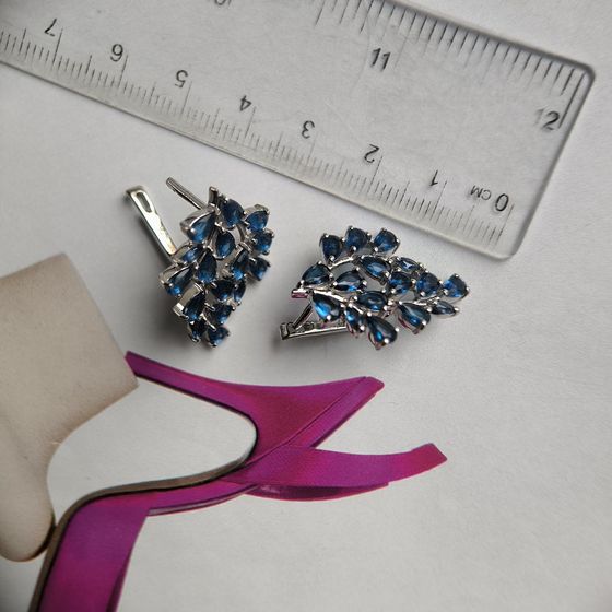 Серебряные серьги с сапфиром nano 4.325ct
